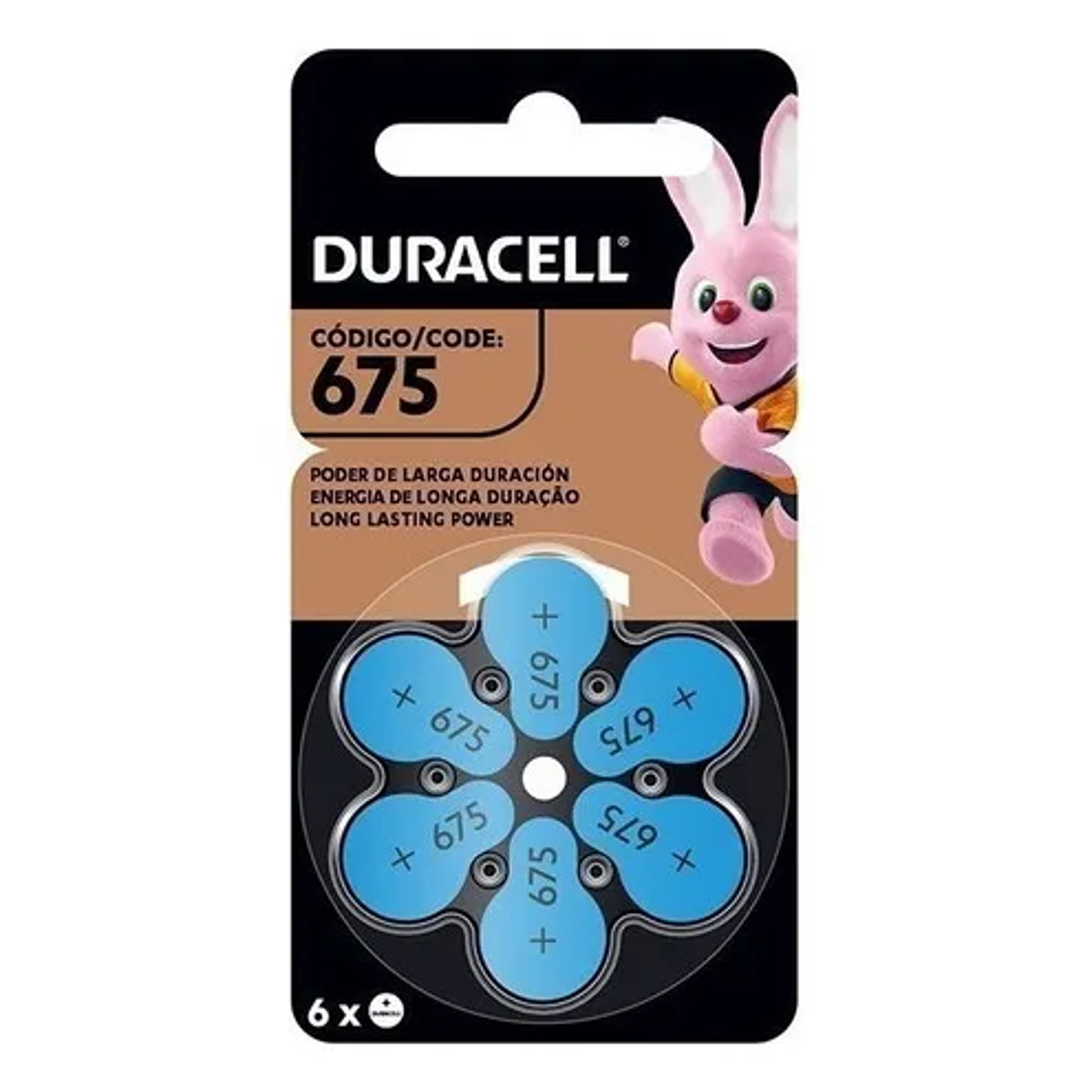 Pila Duracell Para Audífonos Tamaño 675, (6 Pilas Auditivas) 1