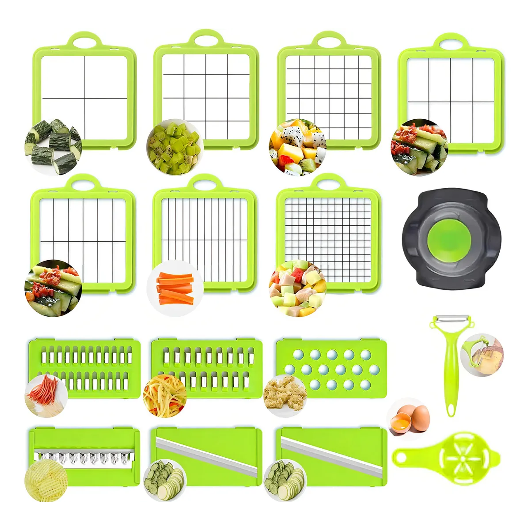 Cortadora De Verduras Y Frutas Cortador Frutas Y Verduras Color Verde Con 12 Piezas 2