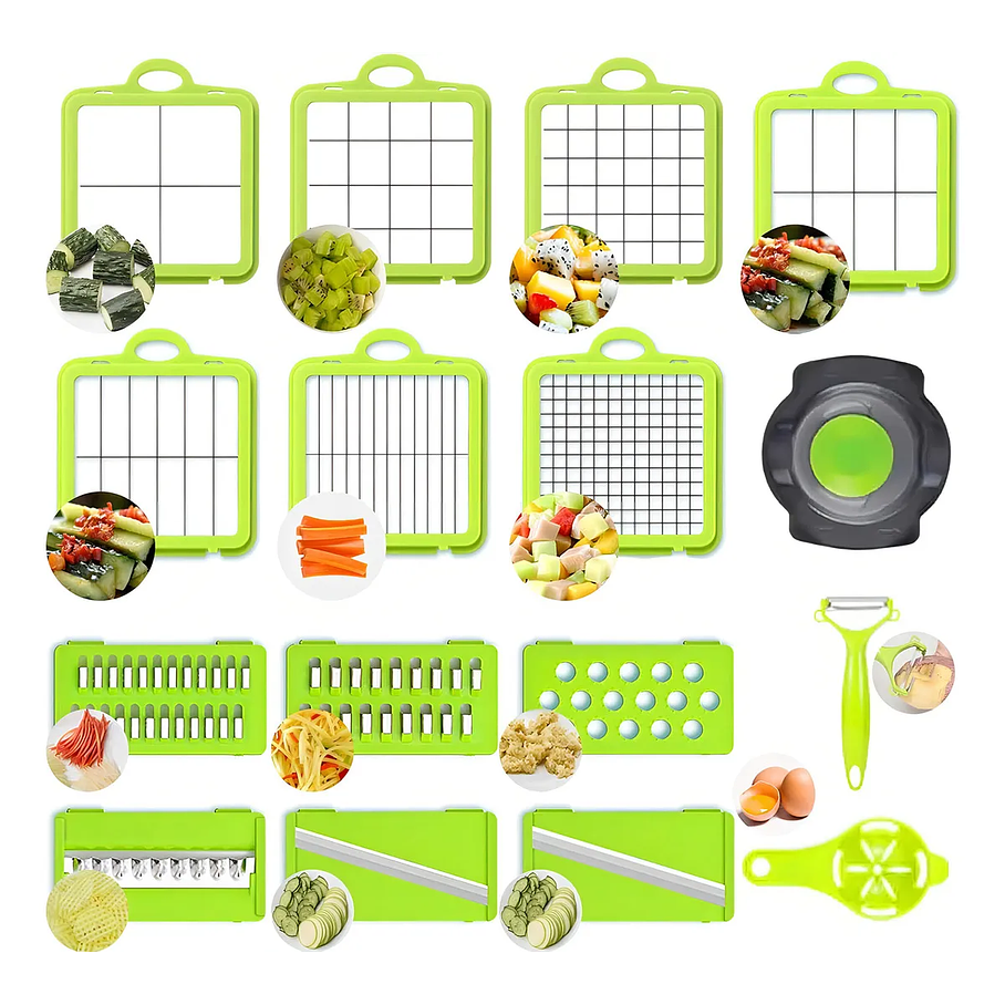 Cortadora De Verduras Y Frutas Cortador Frutas Y Verduras Color Verde Con 12 Piezas 2