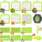 Cortadora De Verduras Y Frutas Cortador Frutas Y Verduras Color Verde Con 12 Piezas - Miniatura 2