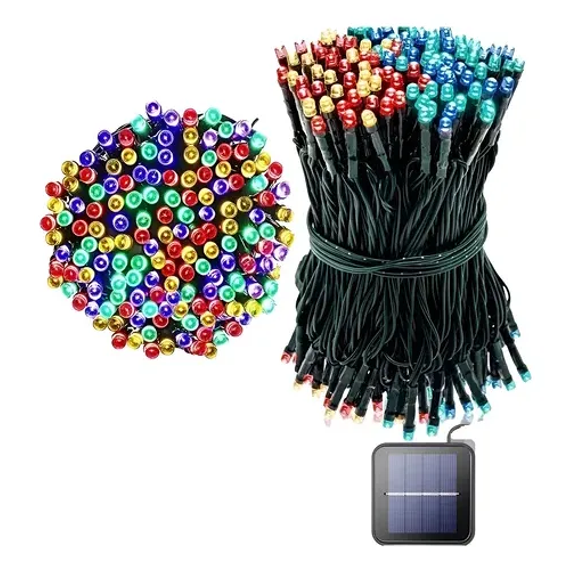 Guirnalda Solar 20mts Multicolor 200 Led Recargable Impermeable Decoración Navideña Luces Solares 1