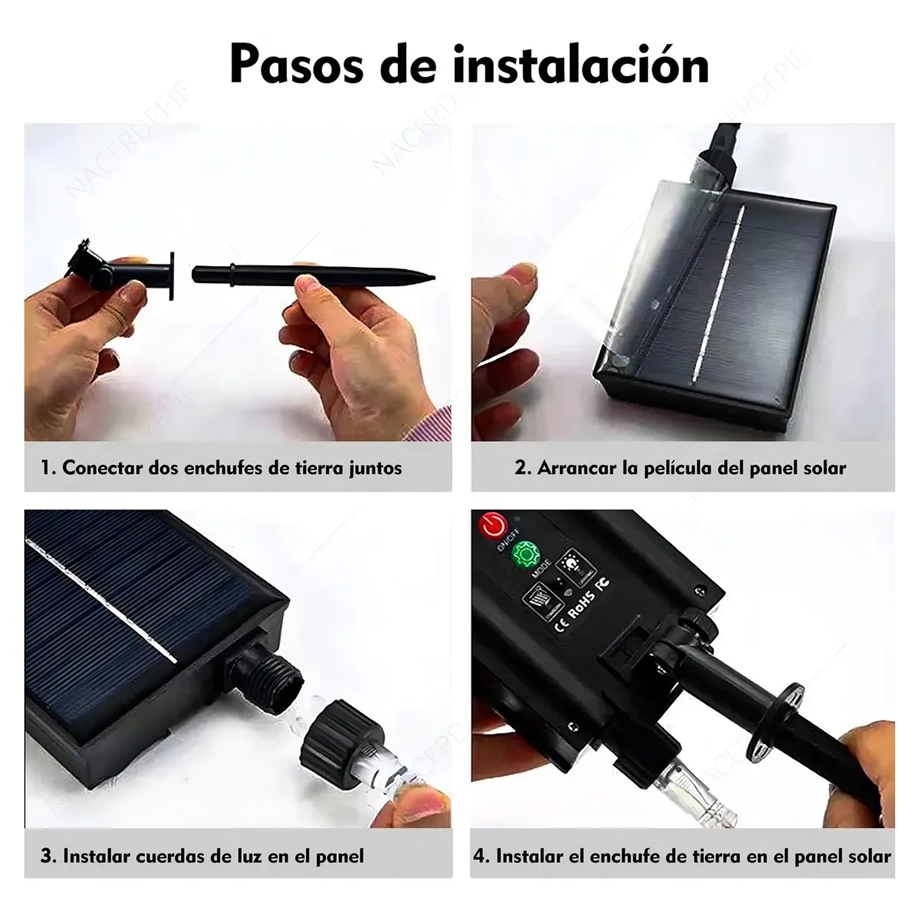 Guirnalda Solar 20mts Multicolor 200 Led Recargable Impermeable Decoración Navideña Luces Solares 5