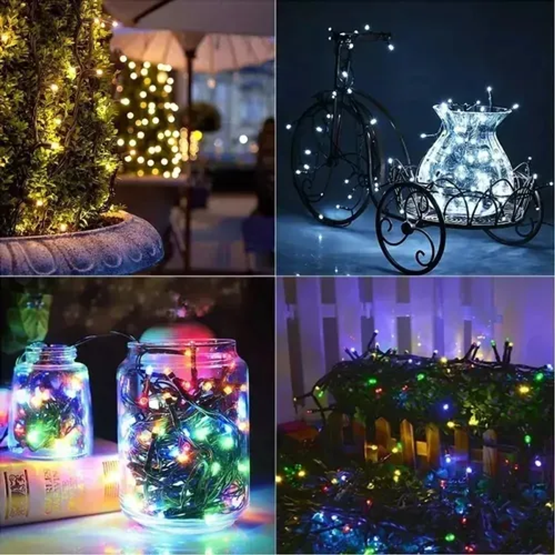 Pack 3 Unidades Guirnalda Solar Led 10mts Multicolor 100 Luces Decoración Exterior Navidad Árbol Navideño 2