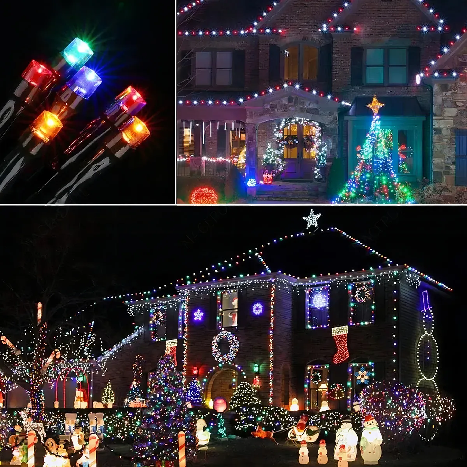 Pack 3 Unidades Guirnalda Solar Led 10mts Multicolor 100 Luces Decoración Exterior Navidad Árbol Navideño 6