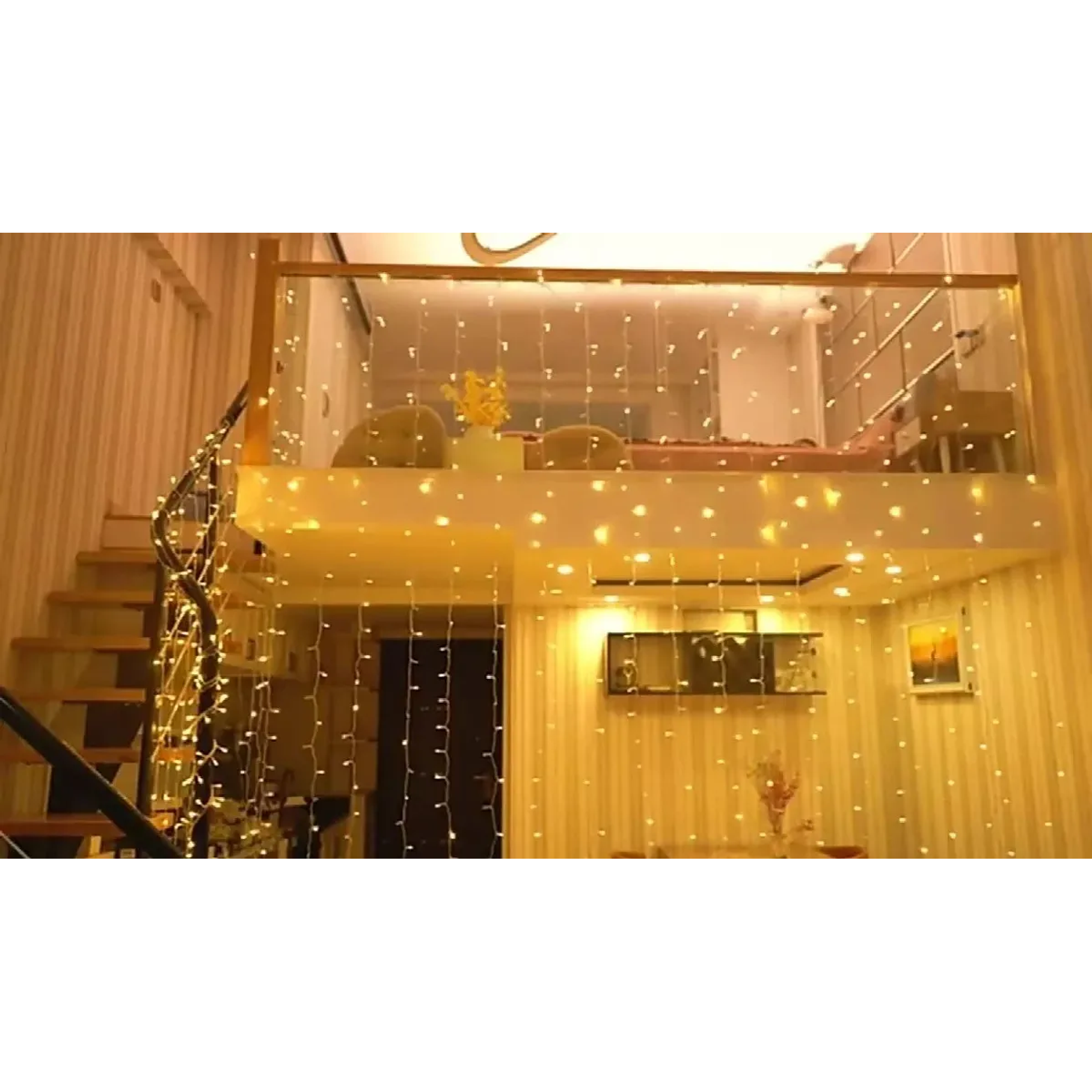 Luces Guirnalda Cortina De Luces Navidad 3x2 Mts 180 Led Amarillas Cascada Color De Las Luces Amarillo 2rl Corriente Decoración Navideña 4