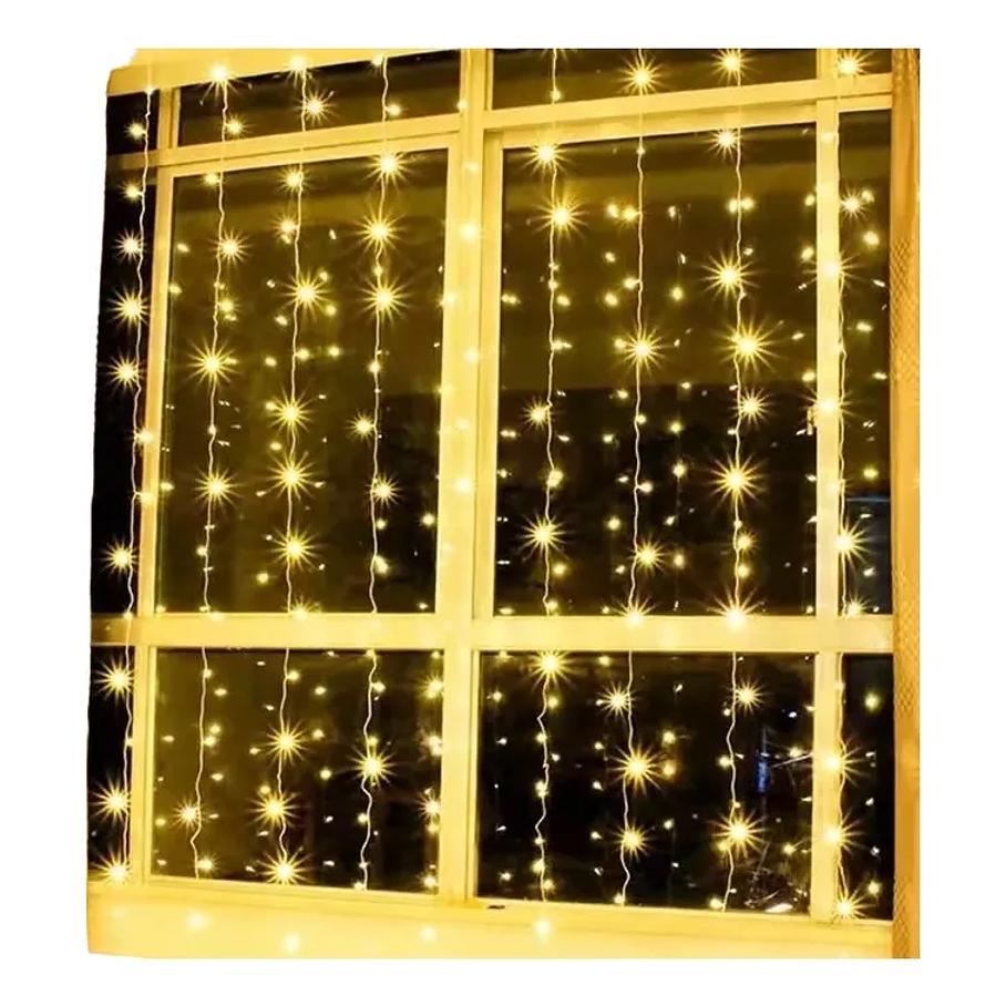 Luces Guirnalda Cortina De Luces Navidad 3x2 Mts 180 Led Amarillas Cascada Color De Las Luces Amarillo 2rl Corriente Decoración Navideña 6