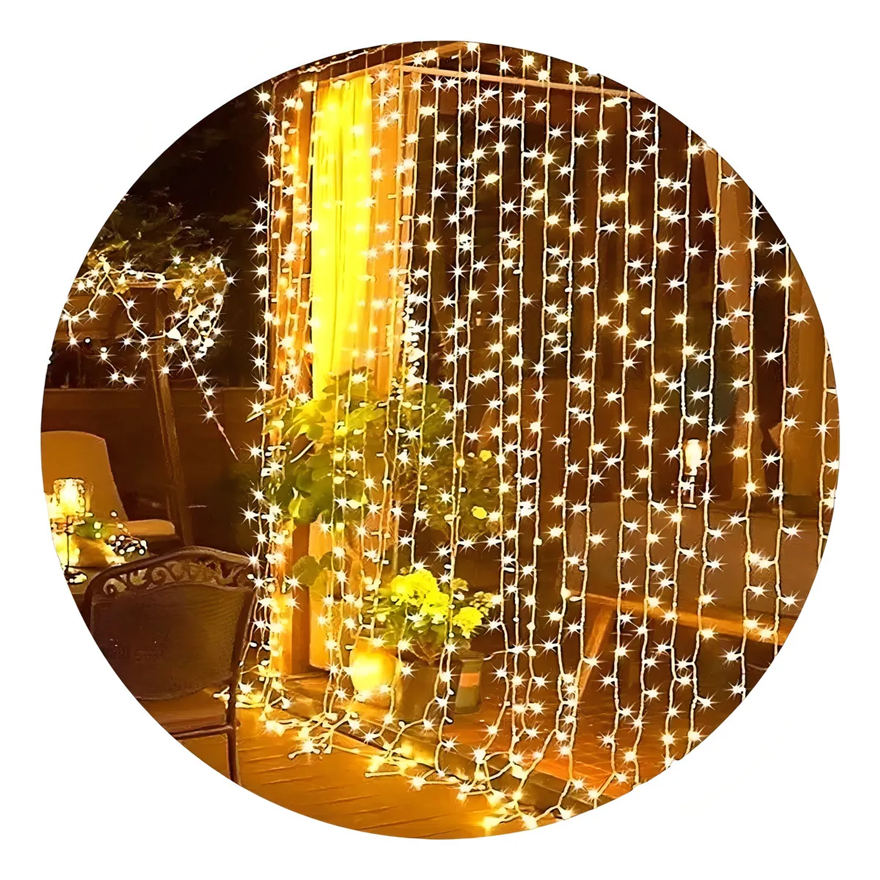 Luces Guirnalda Cortina De Luces Navidad 3x2 Mts 180 Led Amarillas Cascada Color De Las Luces Amarillo 2rl Corriente Decoración Navideña 1