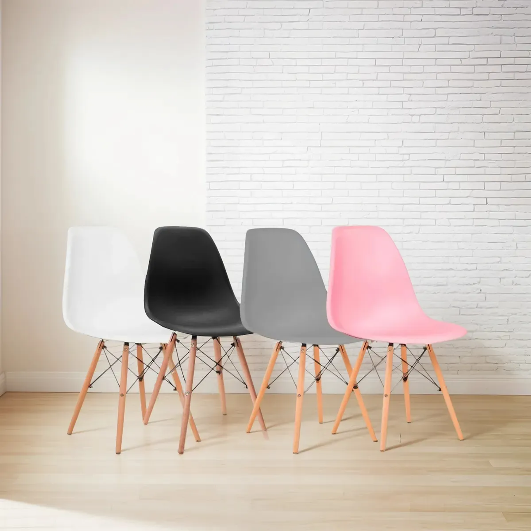 Pack 4 Sillas Tipo Eames Moderna Plástica Madera Colores Variados Comedor Cocina Oficina Sillas Modernas Conjunto De Sillas 4 Colores Iguales 3