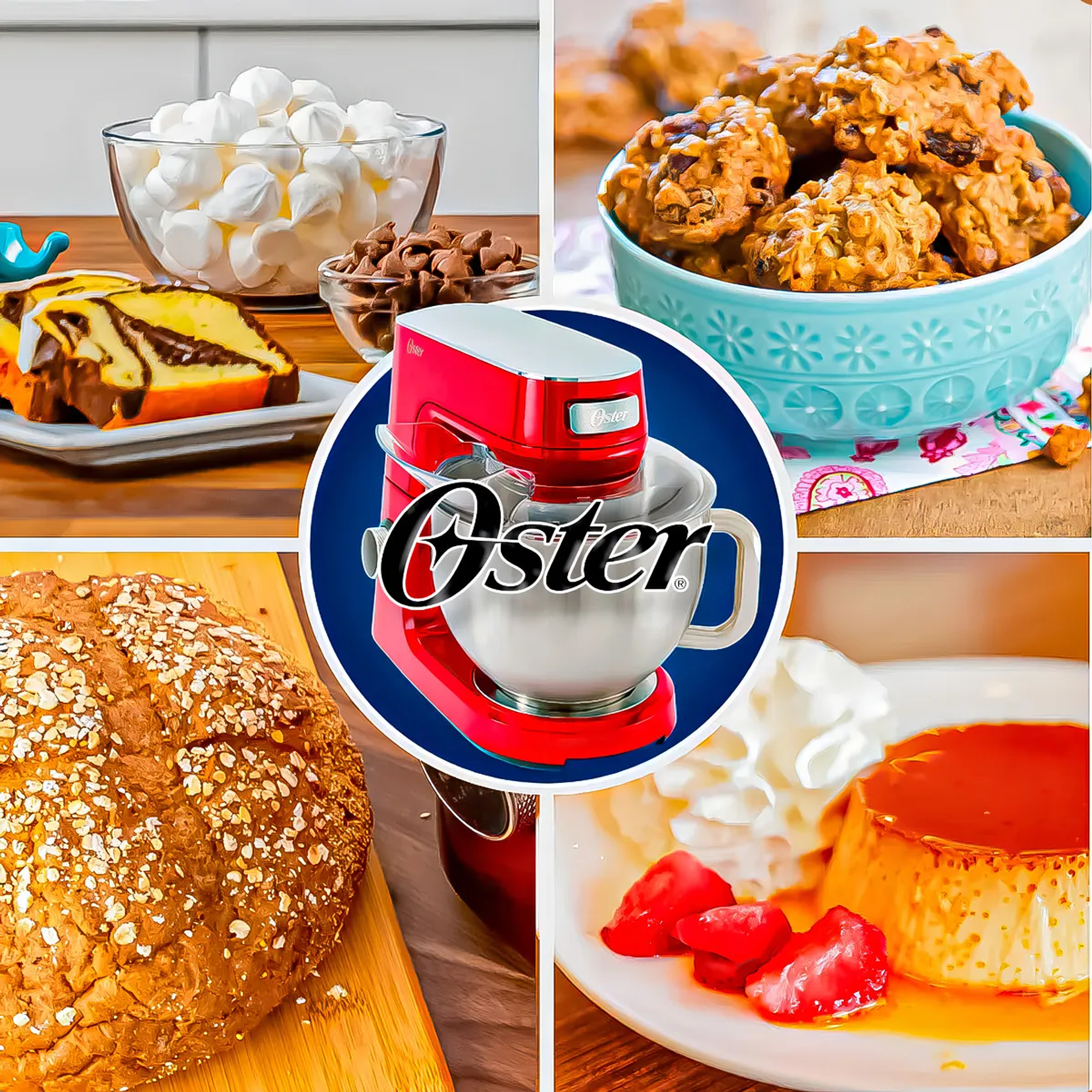 Batidora planetaria Oster® FPSTSMPL3R Rojo con 10 velocidades 5.2 Litros Batidora De Pedestal 10