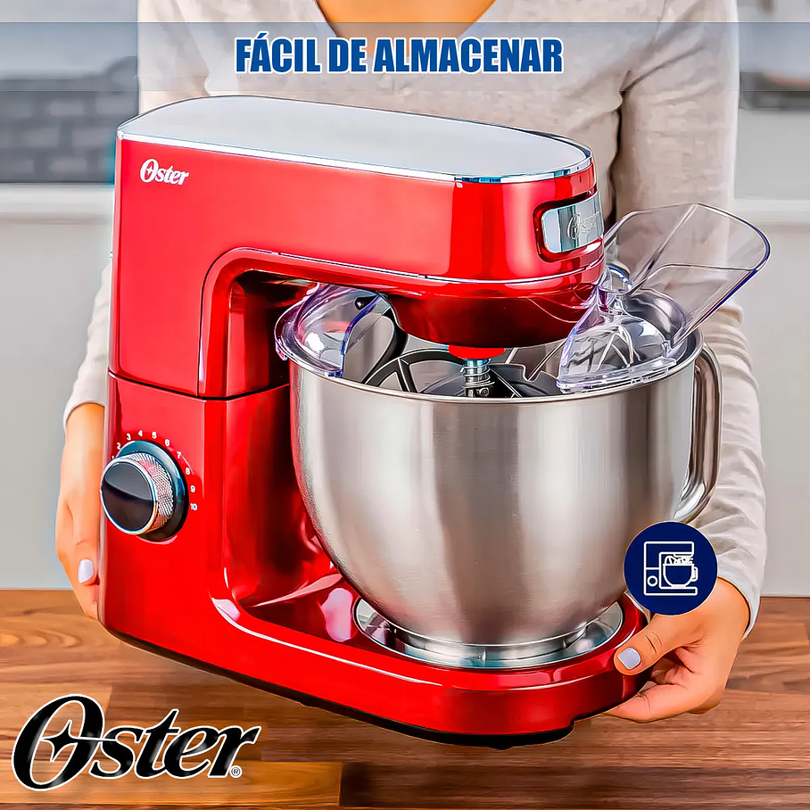 Batidora planetaria Oster® FPSTSMPL3R Rojo con 10 velocidades 5.2 Litros Batidora De Pedestal 8