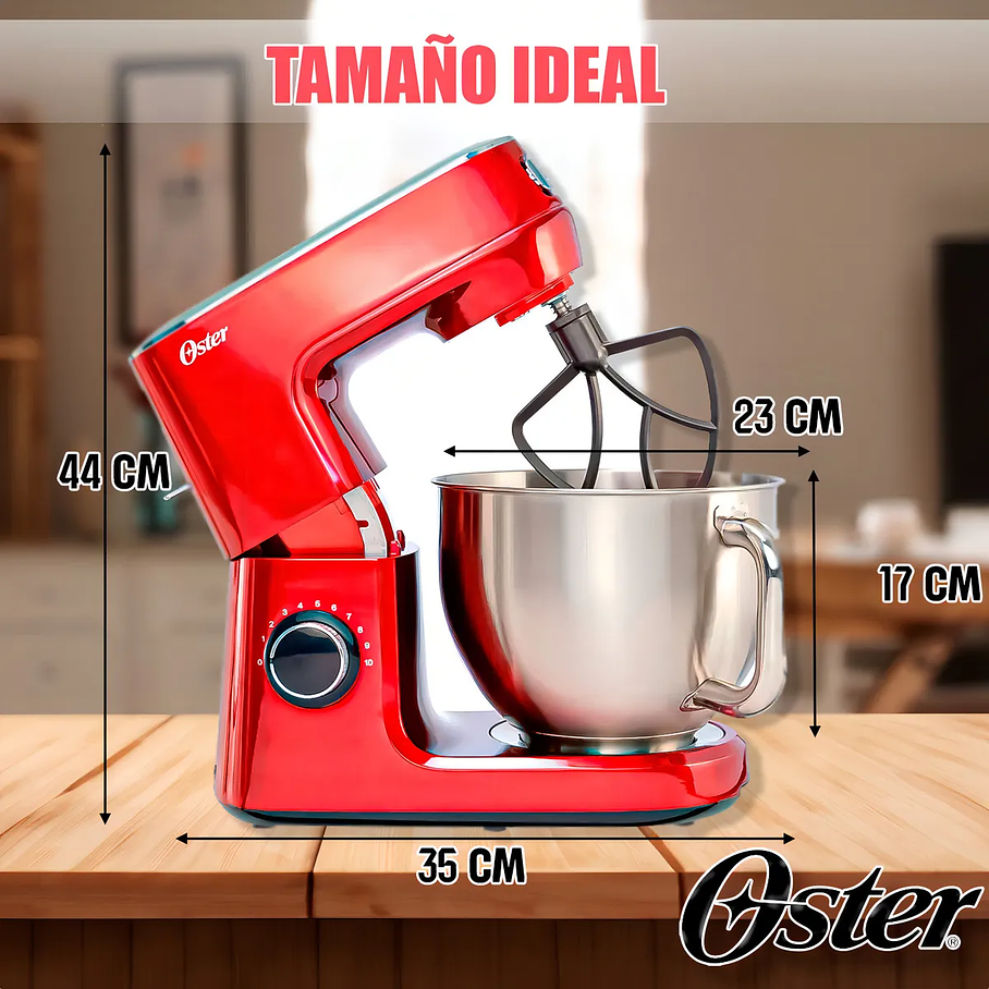 Batidora planetaria Oster® FPSTSMPL3R Rojo con 10 velocidades 5.2 Litros Batidora De Pedestal 9