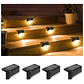 Kit 4 Luces Solares Patio Jardín Para Escaleras Y Muros Estructura Negro - Miniatura 1