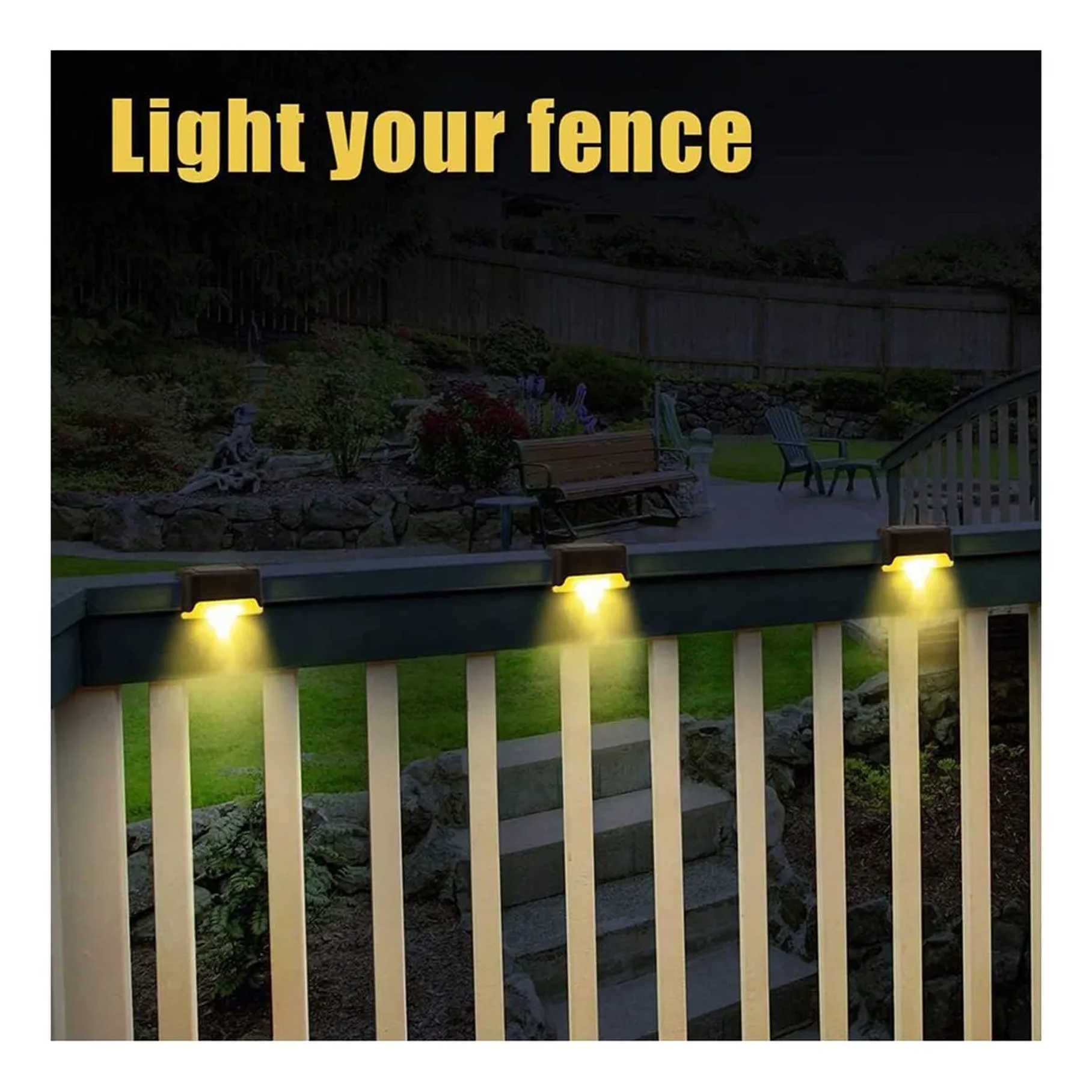 Kit 4 Luces Solares Patio Jardín Para Escaleras Y Muros Estructura Negro 3