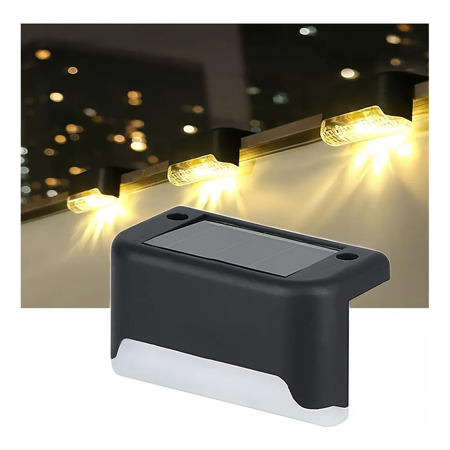 Kit 8 Luces Solares Patio Jardín Para Escaleras Y Muros Estructura Negro 2