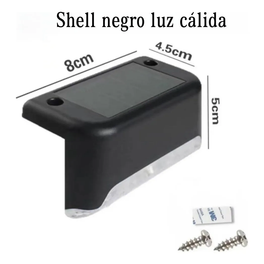 Kit 8 Luces Solares Patio Jardín Para Escaleras Y Muros Estructura Negro 3