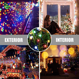 Luces Navidad Guirnalda 100 Led 10 Metros Luces Navideñas Exterior  Luces Led Multicolor Luces Navideñas Corriente 220
