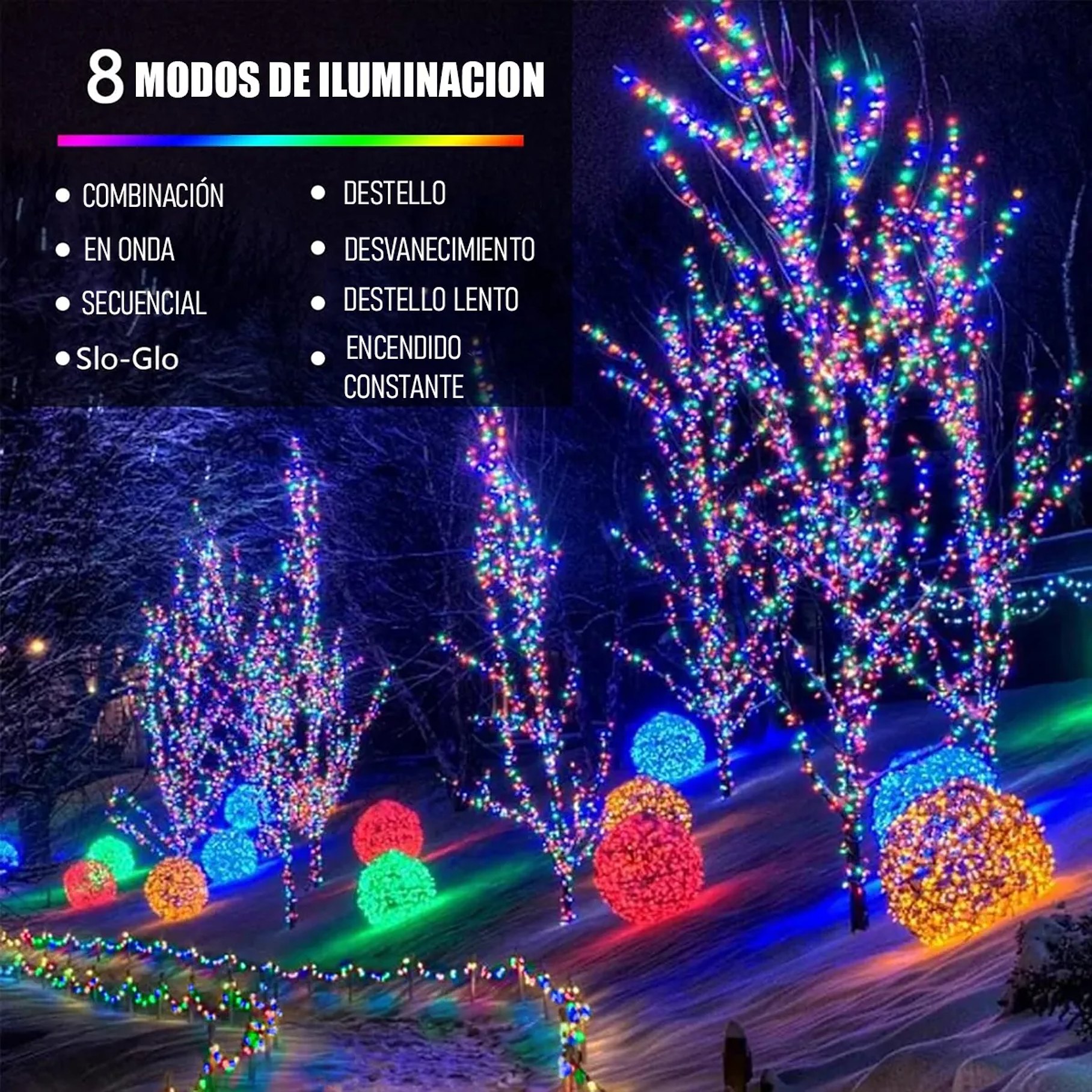 Luces Navidad Guirnalda 200 Led 12 Metros Luces Navideñas Exterior  Luces Led Multicolor Luces Navideñas Corriente 220 2