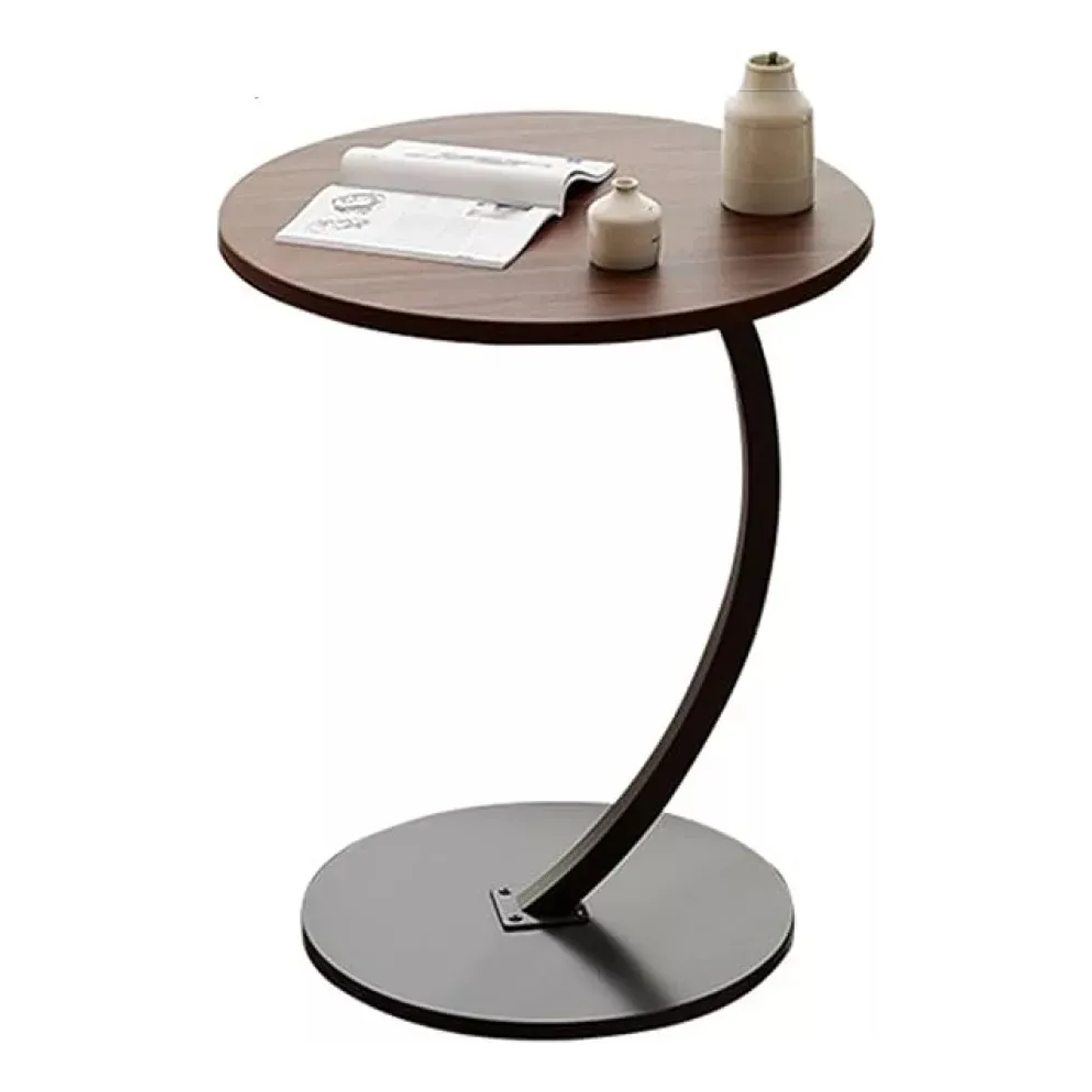 Mesa Estante Redonda De Estilo Mármol Mesa Centro Pequeña Living Centro Mesa Madera Color Marron  2