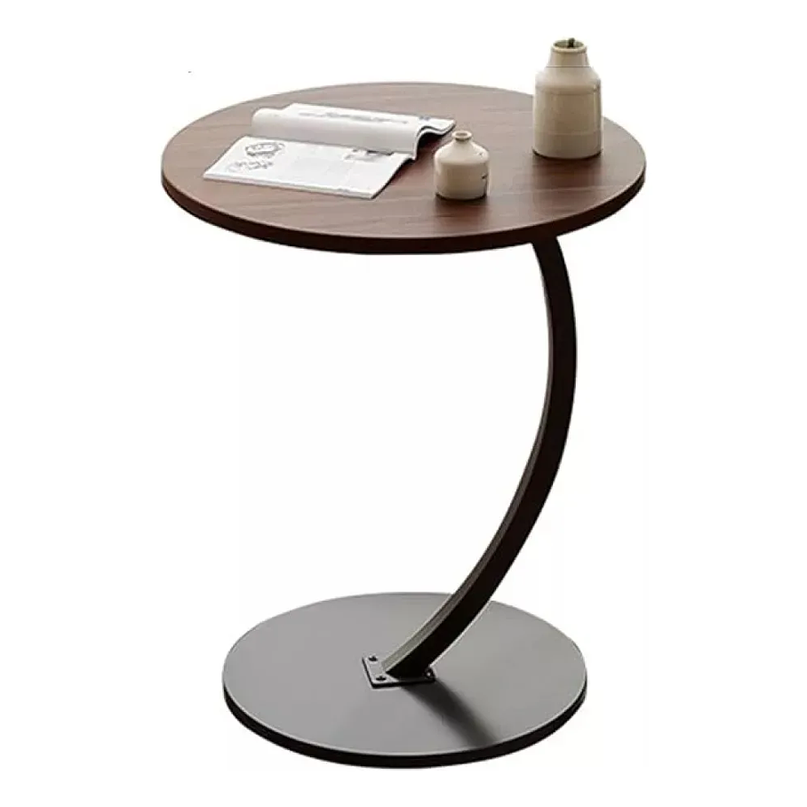 Mesa Estante Redonda De Estilo Mármol Mesa Centro Pequeña Living Centro Mesa Madera Color Marron  2