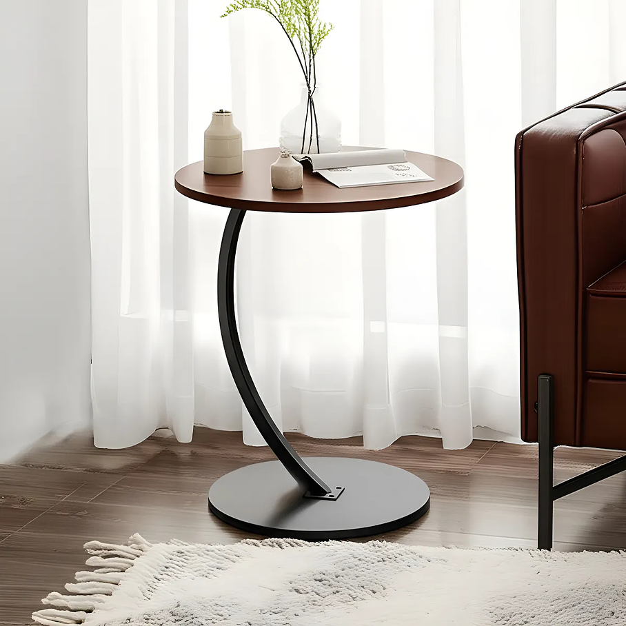 Mesa Estante Redonda De Estilo Mármol Mesa Centro Pequeña Living Centro Mesa Madera Color Marron  5