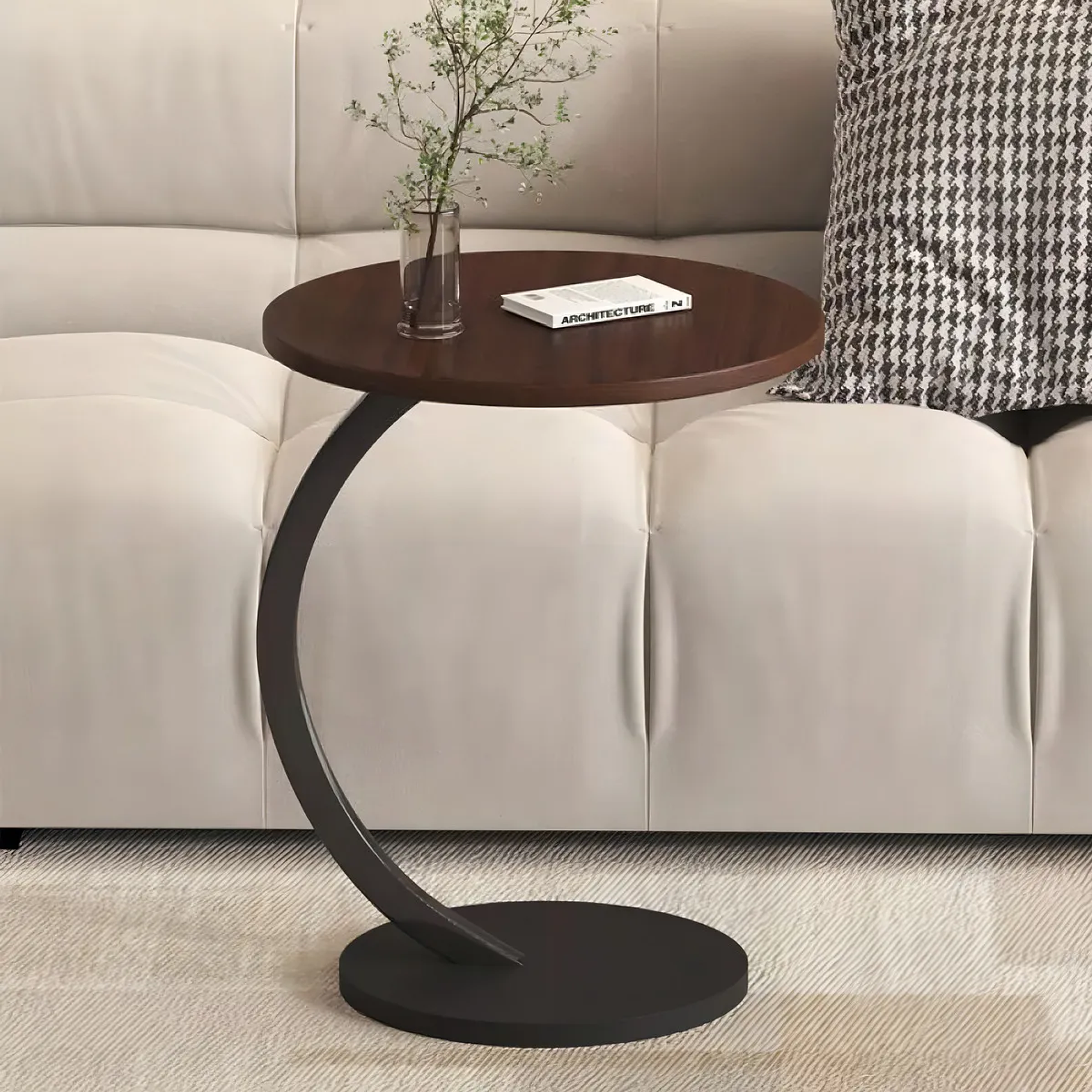 Mesa Estante Redonda De Estilo Mármol Mesa Centro Pequeña Living Centro Mesa Madera Color Marron  6