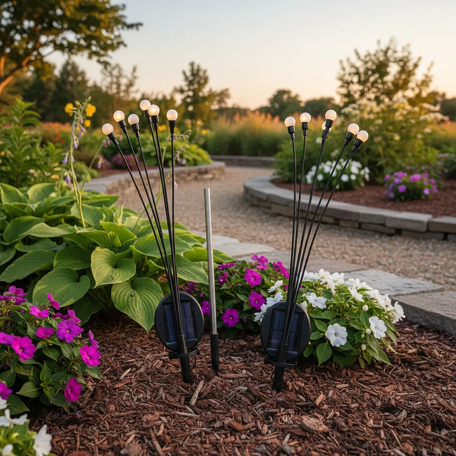 Pack x2 Luces Estaca Solar Ramo Bombillas Exterior Jardín Luz Cálida Modelo Árbol Decoración Externa 2RL  3