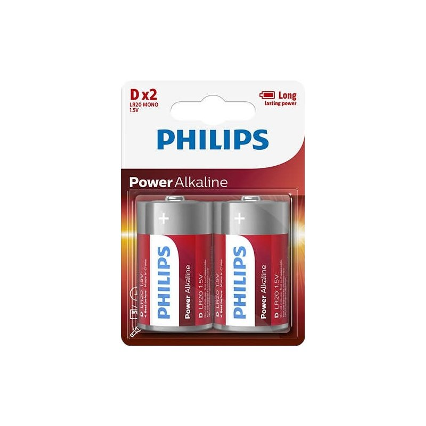 Pila D Philips Cilíndrica Pack 2 Pilas Batería LR20/D Philips 3