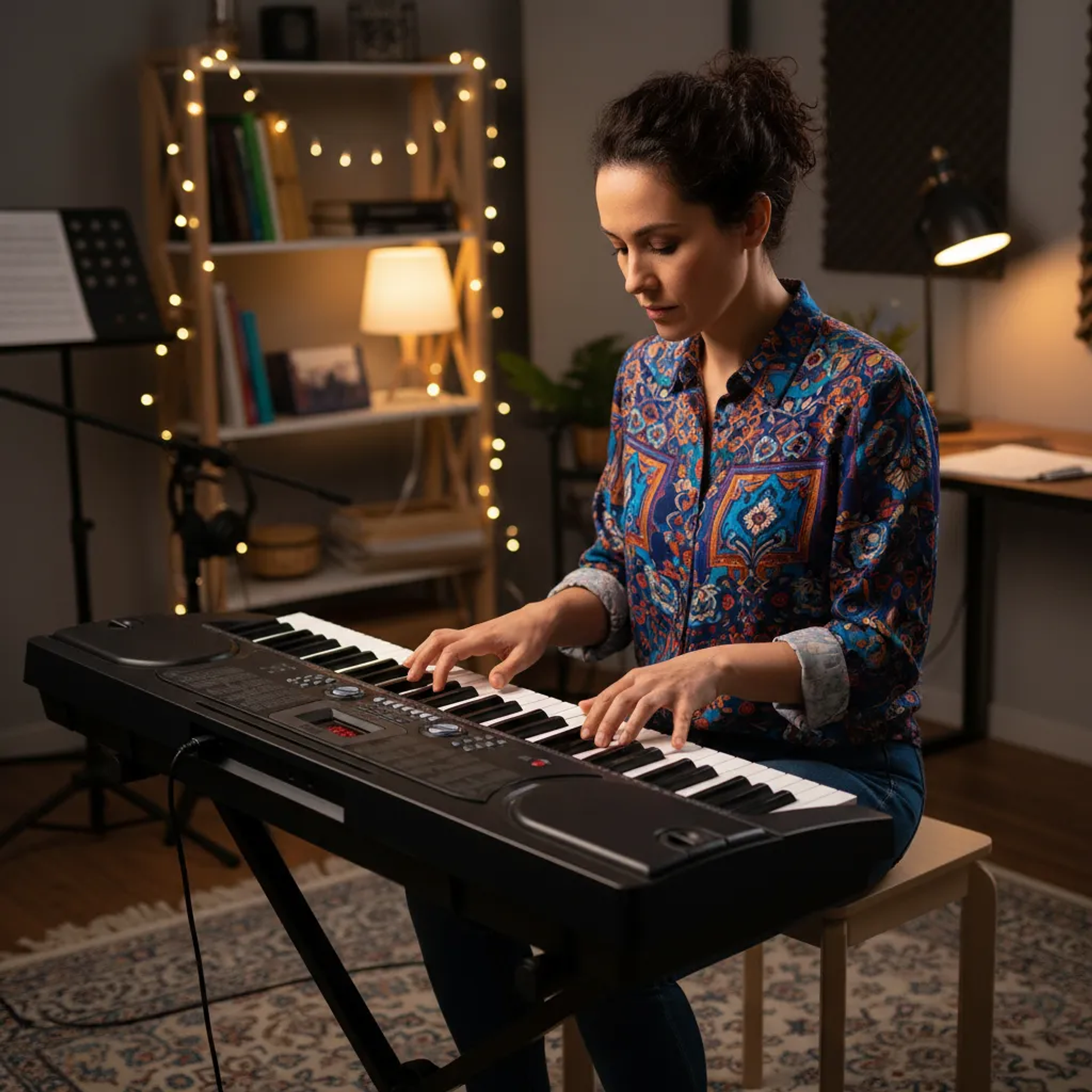 Teclado Piano Musical Electrónico Fussen Ft-610 61 Teclas 255 Ritmos Negro Mlab Instrumento Musical  6