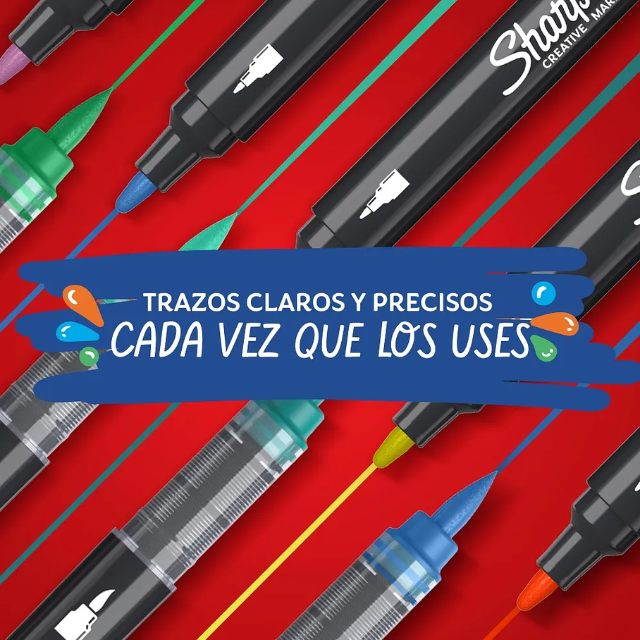 Pack 5 Marcadores Sharpie Acrílicos Punta Pincel Colores Surtidos Calidad  3