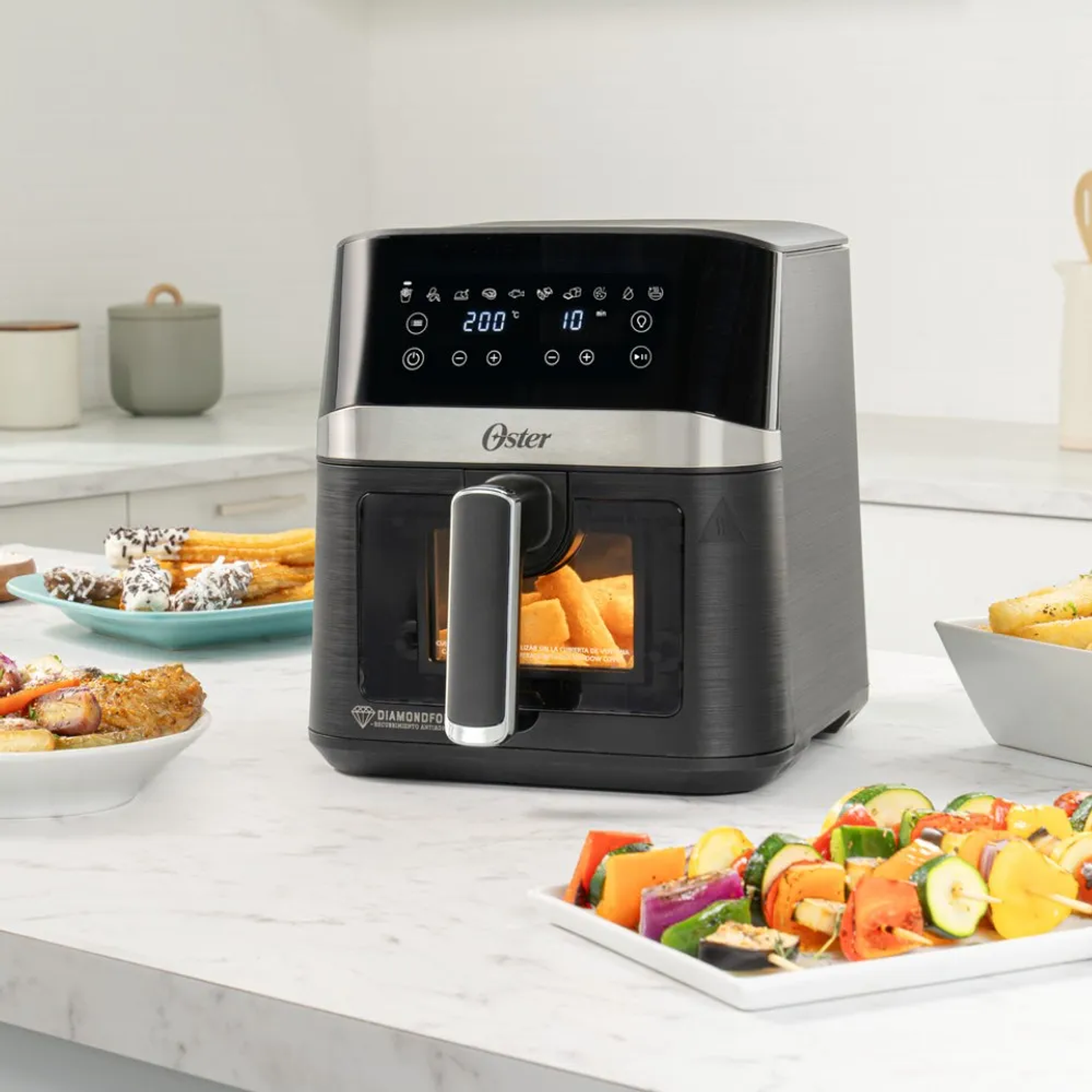 Freidora De Aire Digital 4lt Oster 10 Programas Ckstaf40wddf Color Negro Oster® DiamondForce 2
