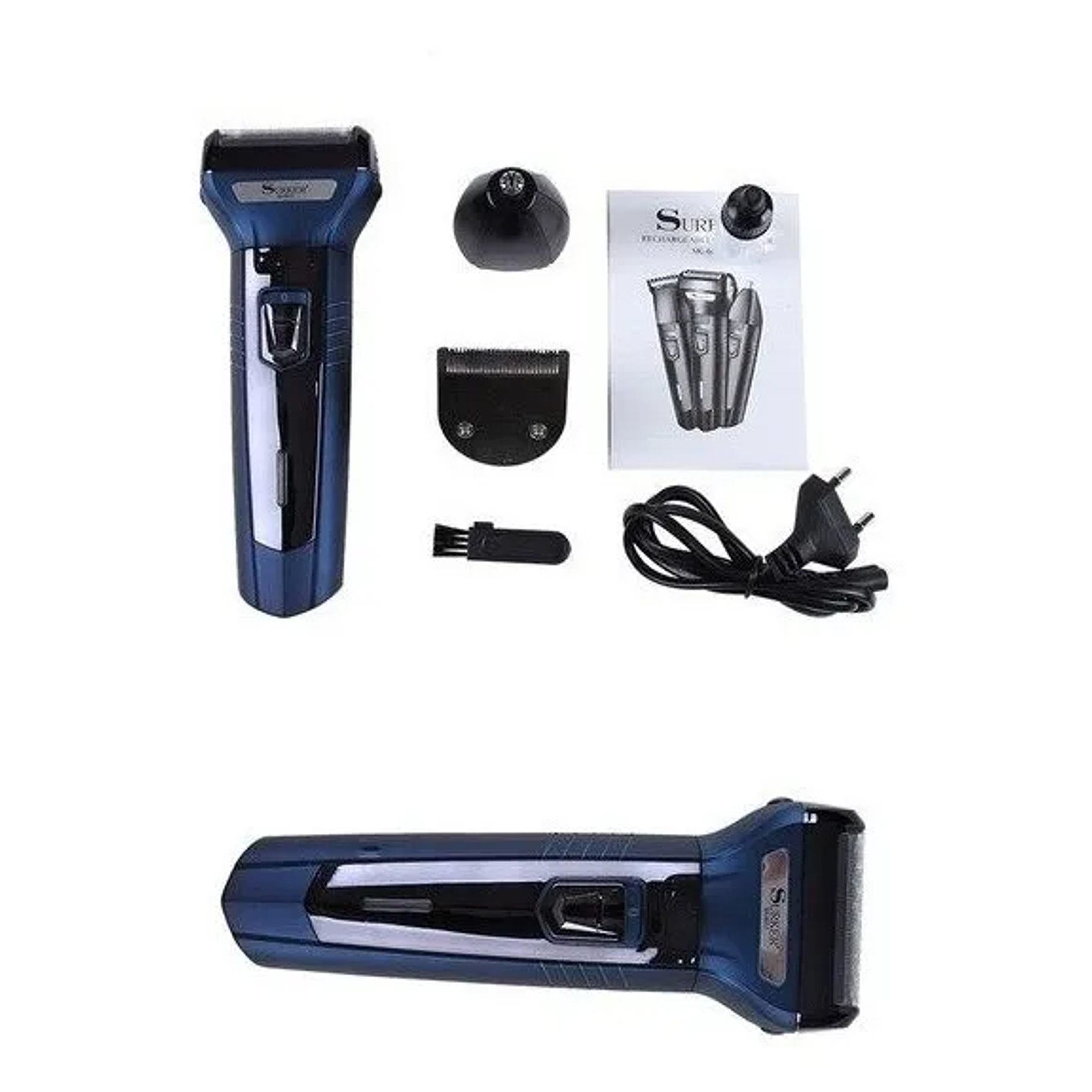Maquina De Afeitar Recortadora 3 En 1 Para Hombre Recargable Azul Surker 2