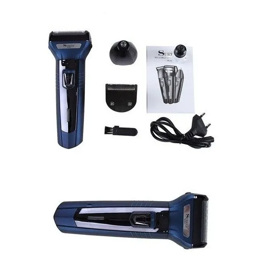 Maquina De Afeitar Recortadora 3 En 1 Para Hombre Recargable Azul Surker 2