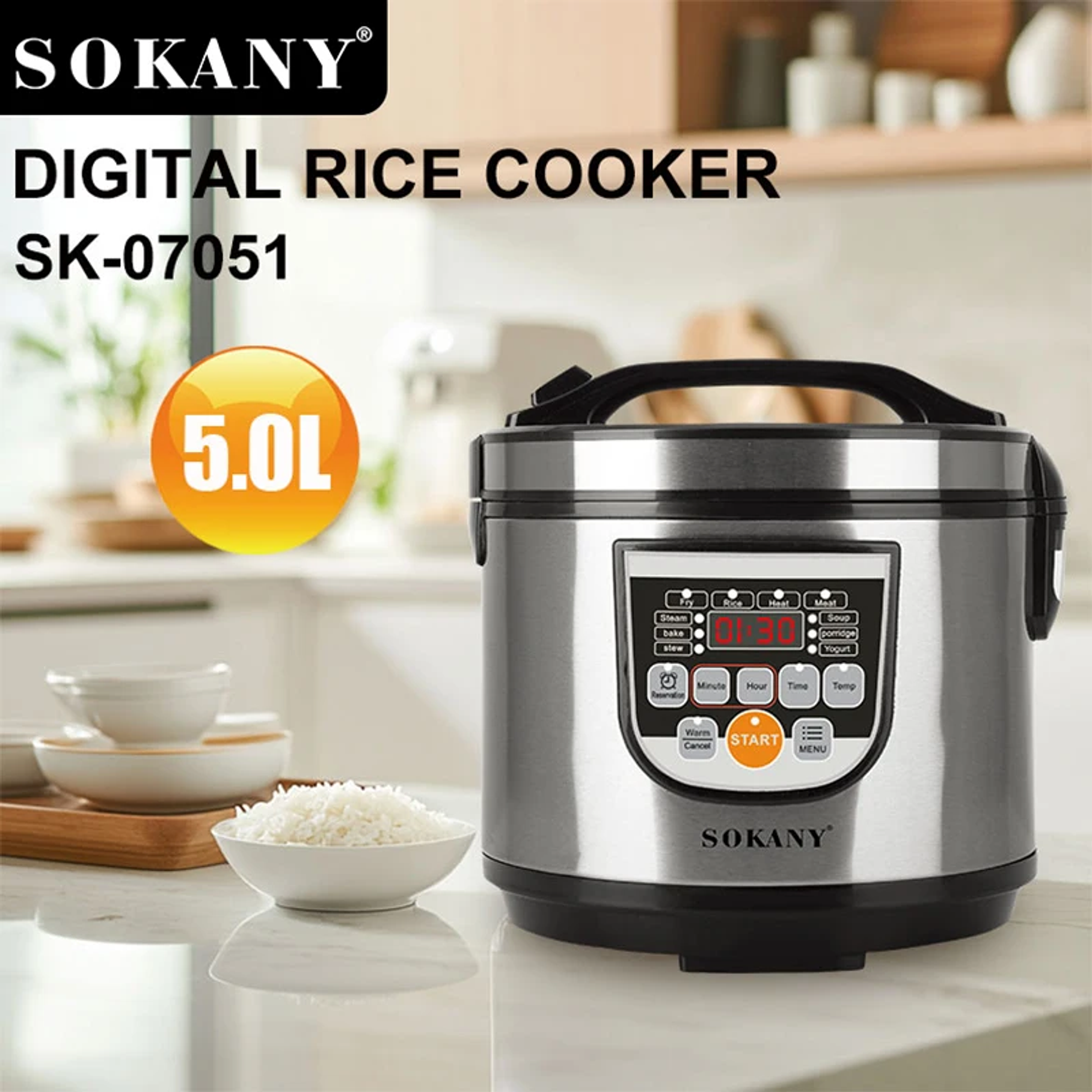 Olla Eléctrica Sokany SK-07051 Cooker Digital Con Diseño Válvula De Escape Y Escape De Una Tecla 5