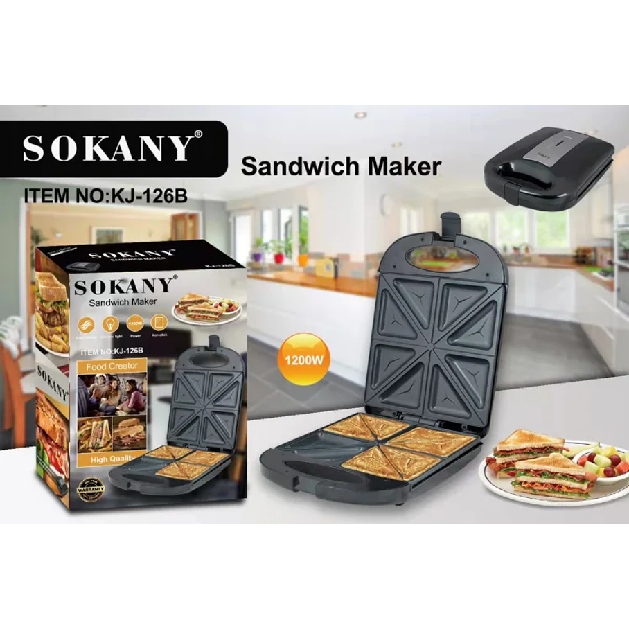 Sandwichero SOKANY SK-08102 4-Slice Sandwich Maker Non-Stick Sandwichero 4 Pcs Tostadora De Pan 4