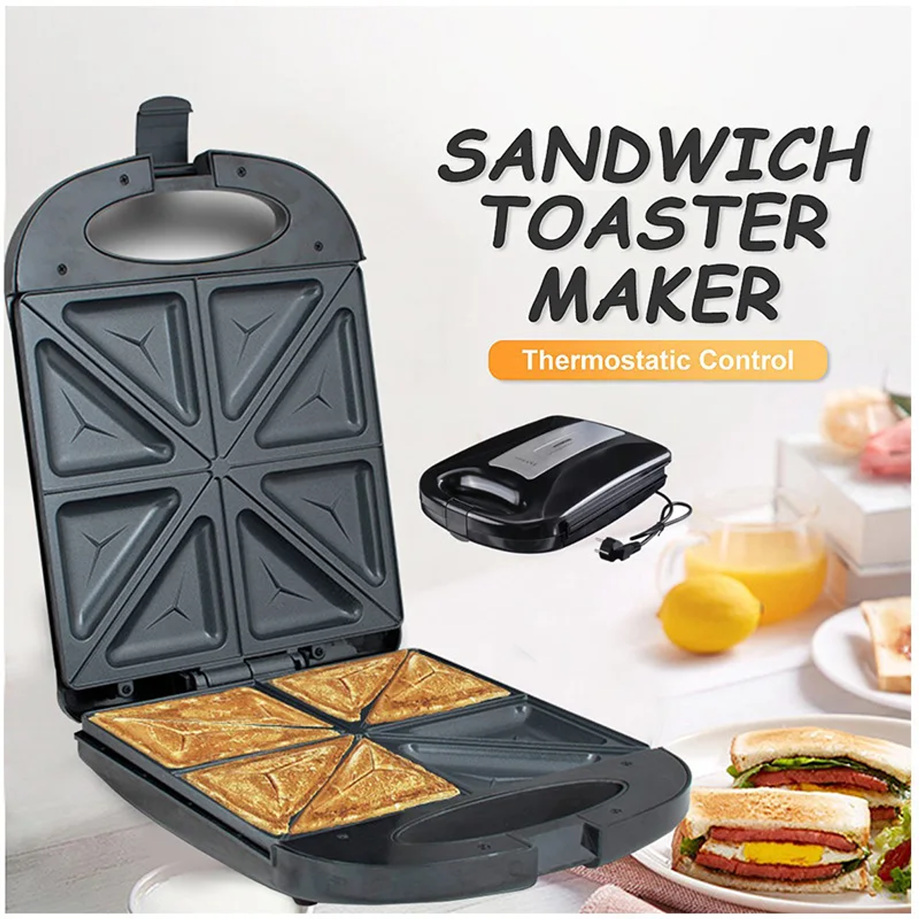 Sandwichero SOKANY SK-08102 4-Slice Sandwich Maker Non-Stick Sandwichero 4 Pcs Tostadora De Pan 5