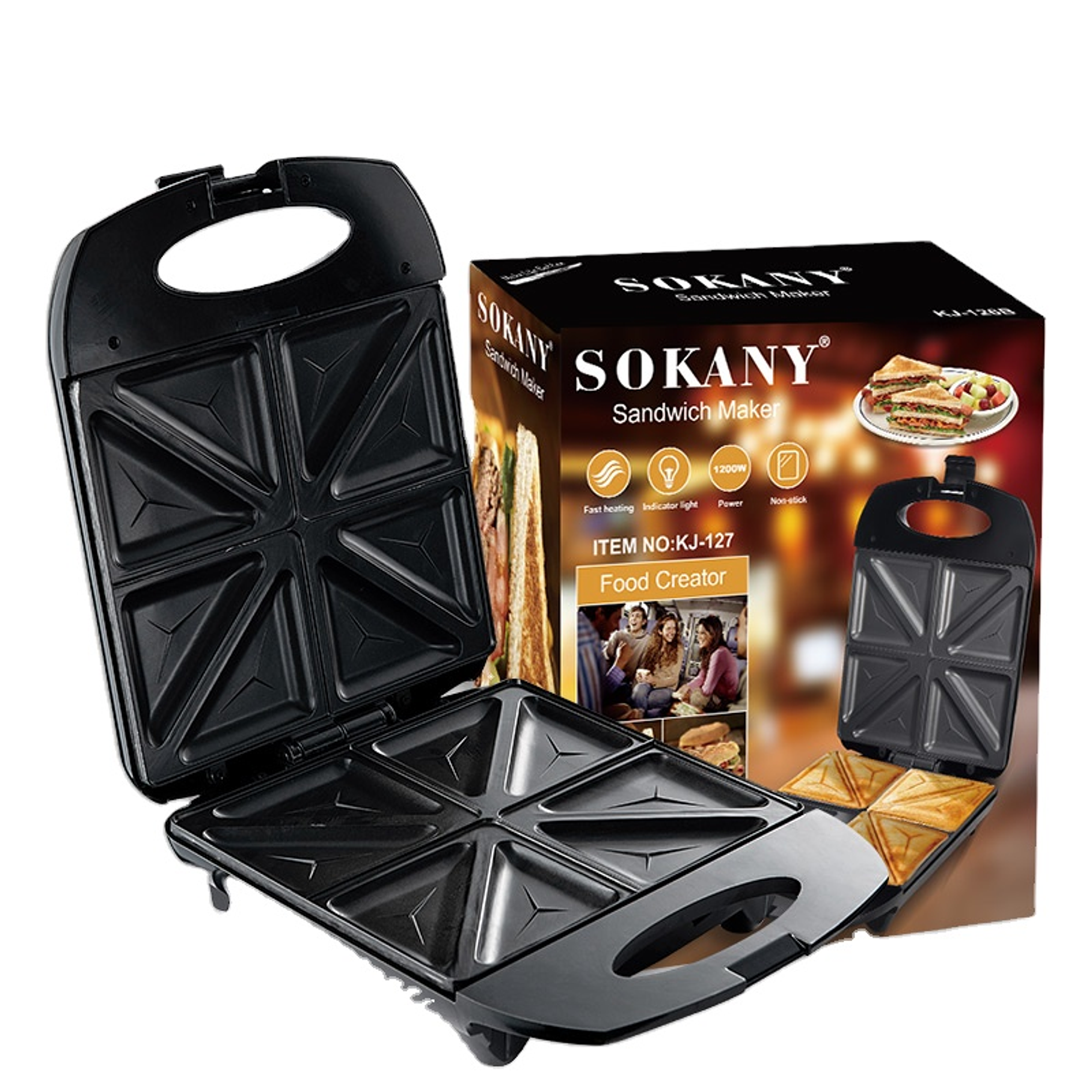 Sandwichero SOKANY SK-08102 4-Slice Sandwich Maker Non-Stick Sandwichero 4 Pcs Tostadora De Pan 7