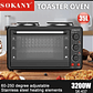 Horno Para Tostador Multifuncional 2 Hornillas Eléctricas 2 En 1 Eléctrico 35 Lts 3200w Sokany Negro - Miniatura 3