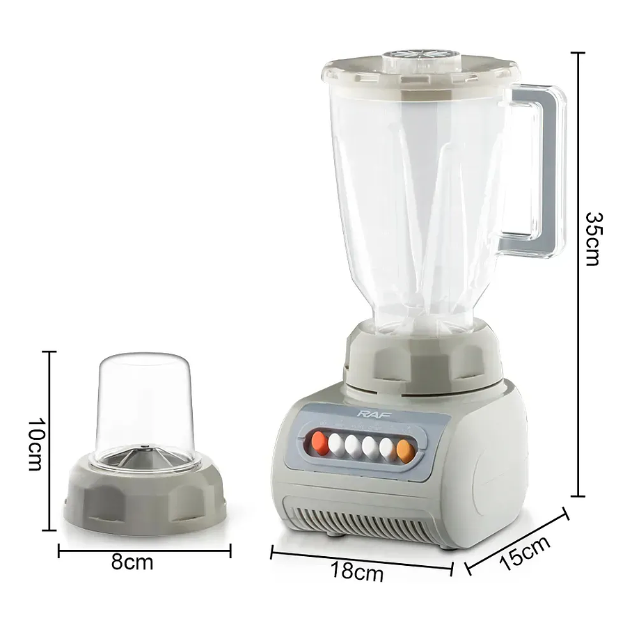 Licuadora 2 en 1 350w 1,5l Raf 2821g Blanco Botones Vaso De Plastico  2