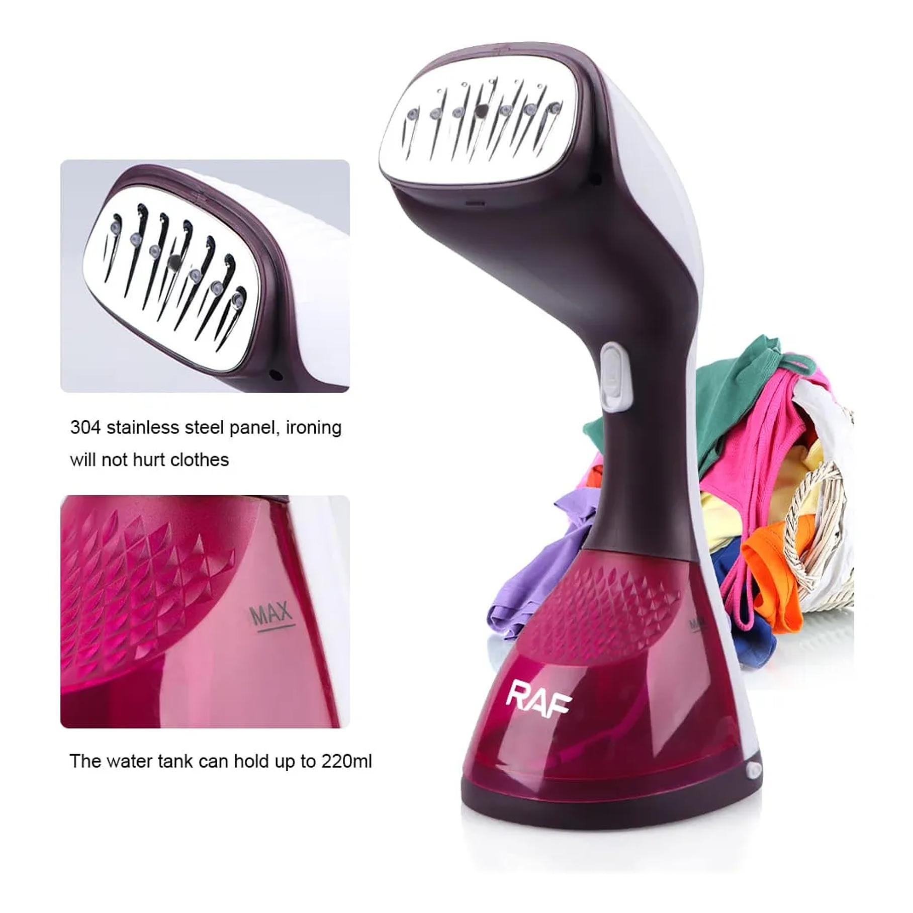 Plancha A Vapor 2 En 1 Portatil 1200-1400w 220ml Raf R1282 4