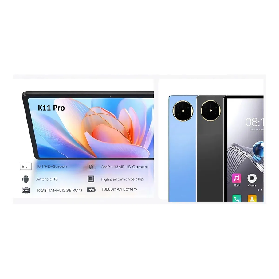 Tablet K11 Pro Pantalla Táctil 10.1 Pulgadas 5g Android 15 Con 16gb Ram 512gb Memoria Batería 10000mah 2