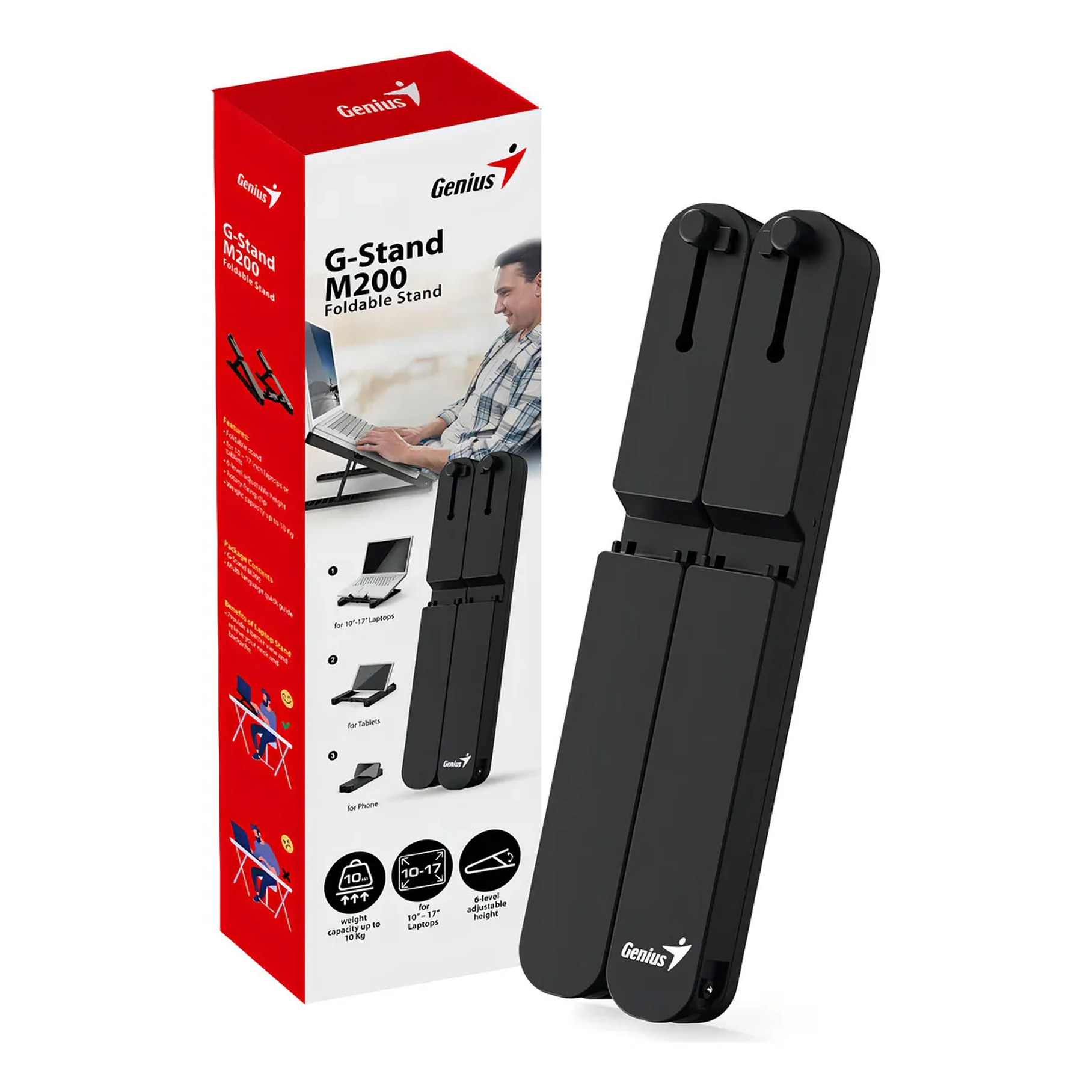 Soporte Notebook Base Genius P/notebook-Tablet G-stand M200 10 -17 Color Negro Material Plástico 1