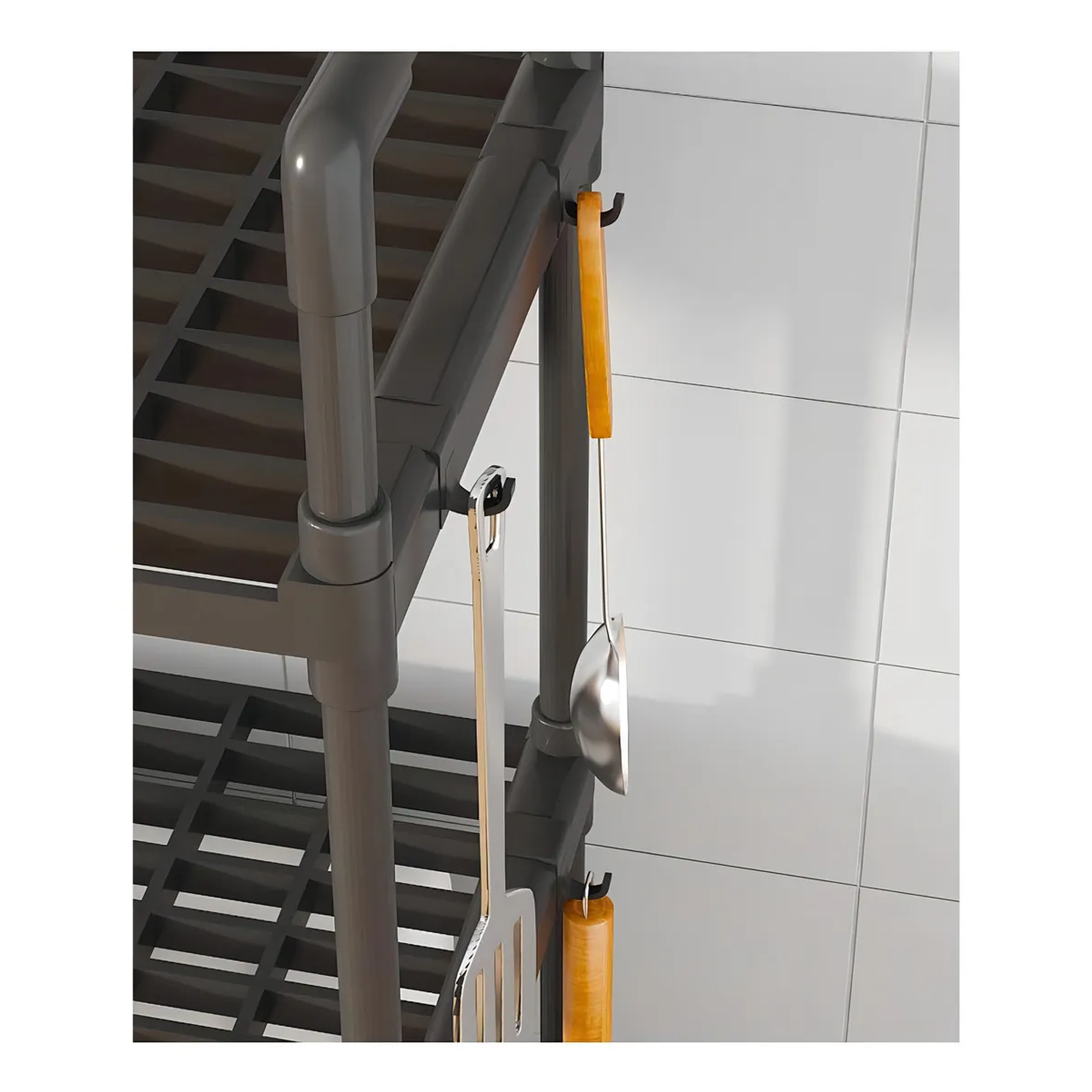 Estante Organizador De Baño Cocina Sala Multifuncional Color Negro 4 Niveles Microondas Resistente  6