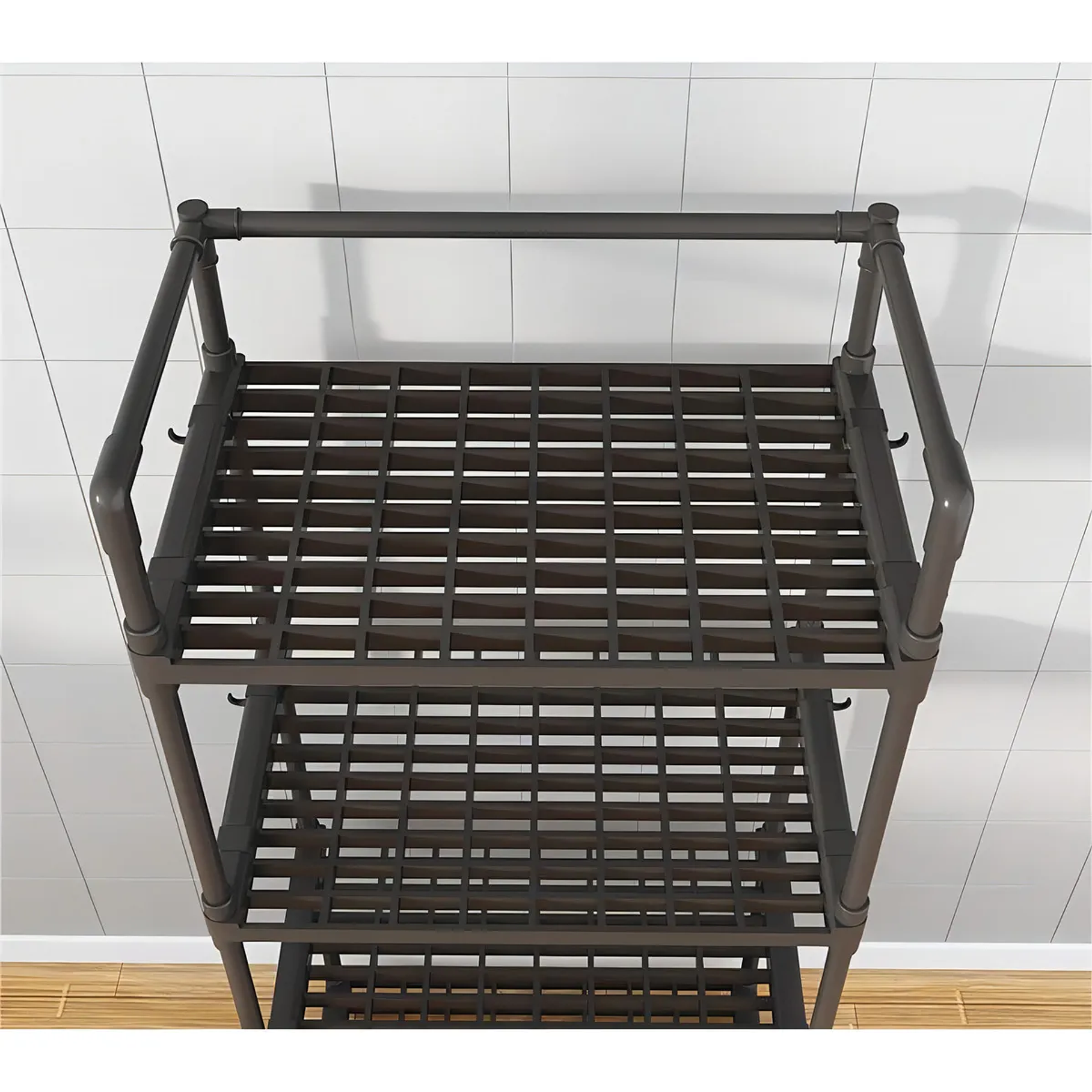 Estante Organizador De Baño Cocina Sala Multifuncional Color Negro 4 Niveles Microondas Resistente  4