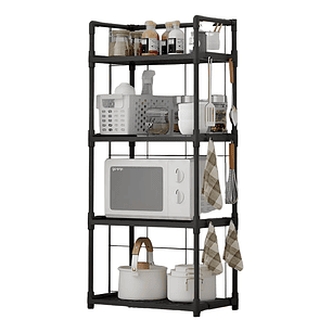 Estante Organizador De Baño Cocina Sala Multifuncional Color Negro 4 Niveles Microondas Resistente 