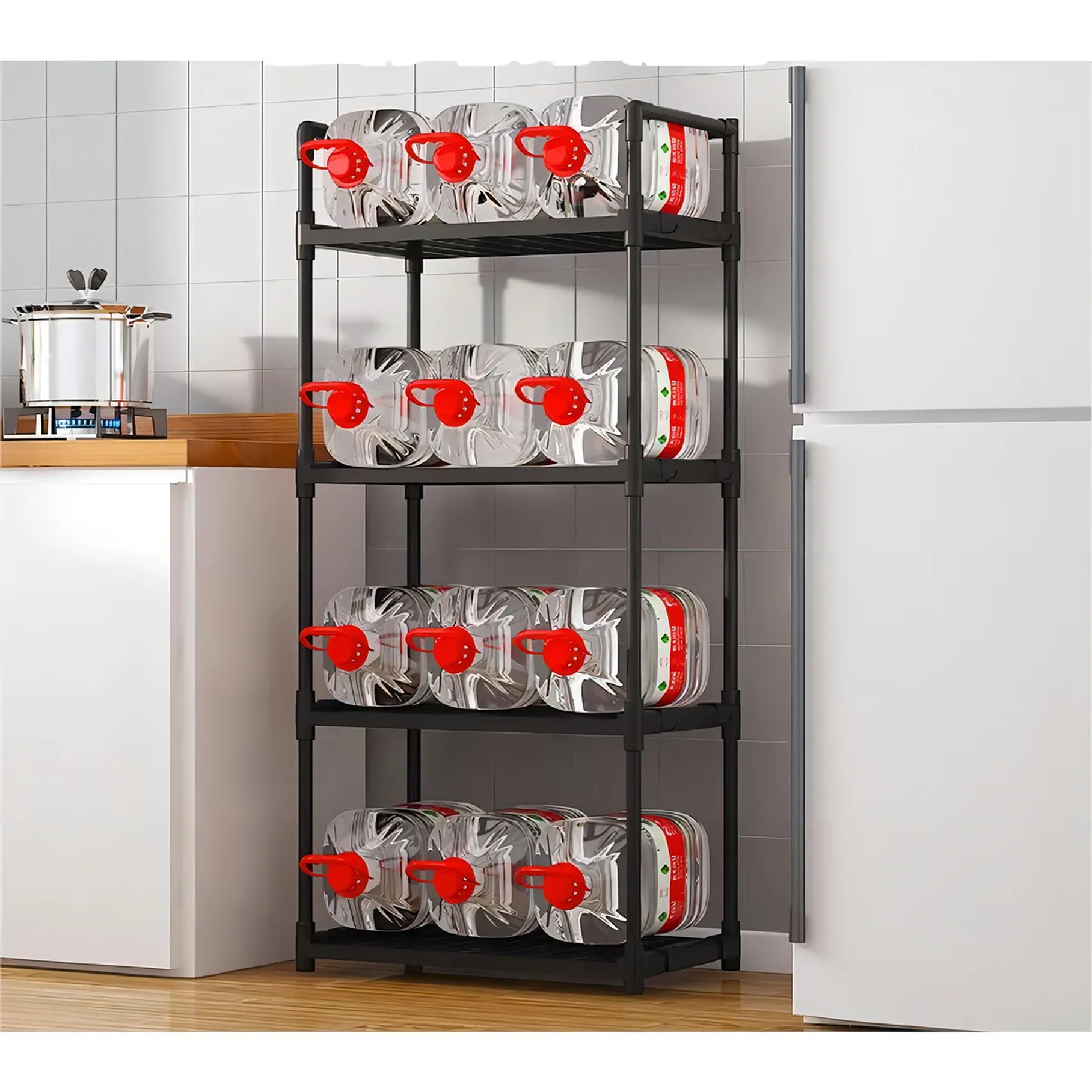 Estante Organizador De Baño Cocina Sala Multifuncional Color Negro 4 Niveles Microondas Resistente  3