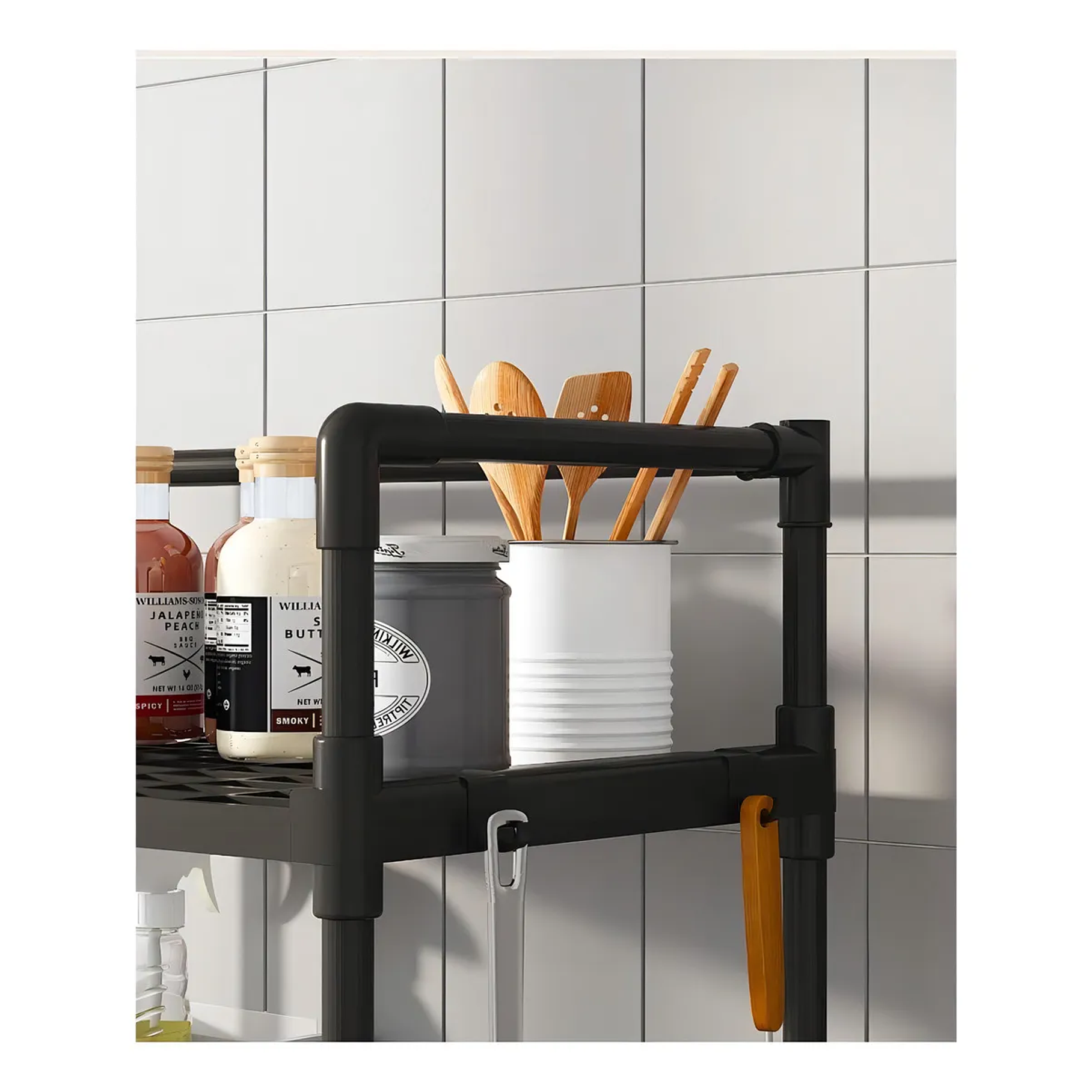 Estante Organizador De Baño Cocina Sala Multifuncional Color Negro 4 Niveles Microondas Resistente  7