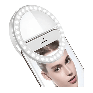 Aro De Luz Led Recargable Portátil Clip Celular Usb Color Variado