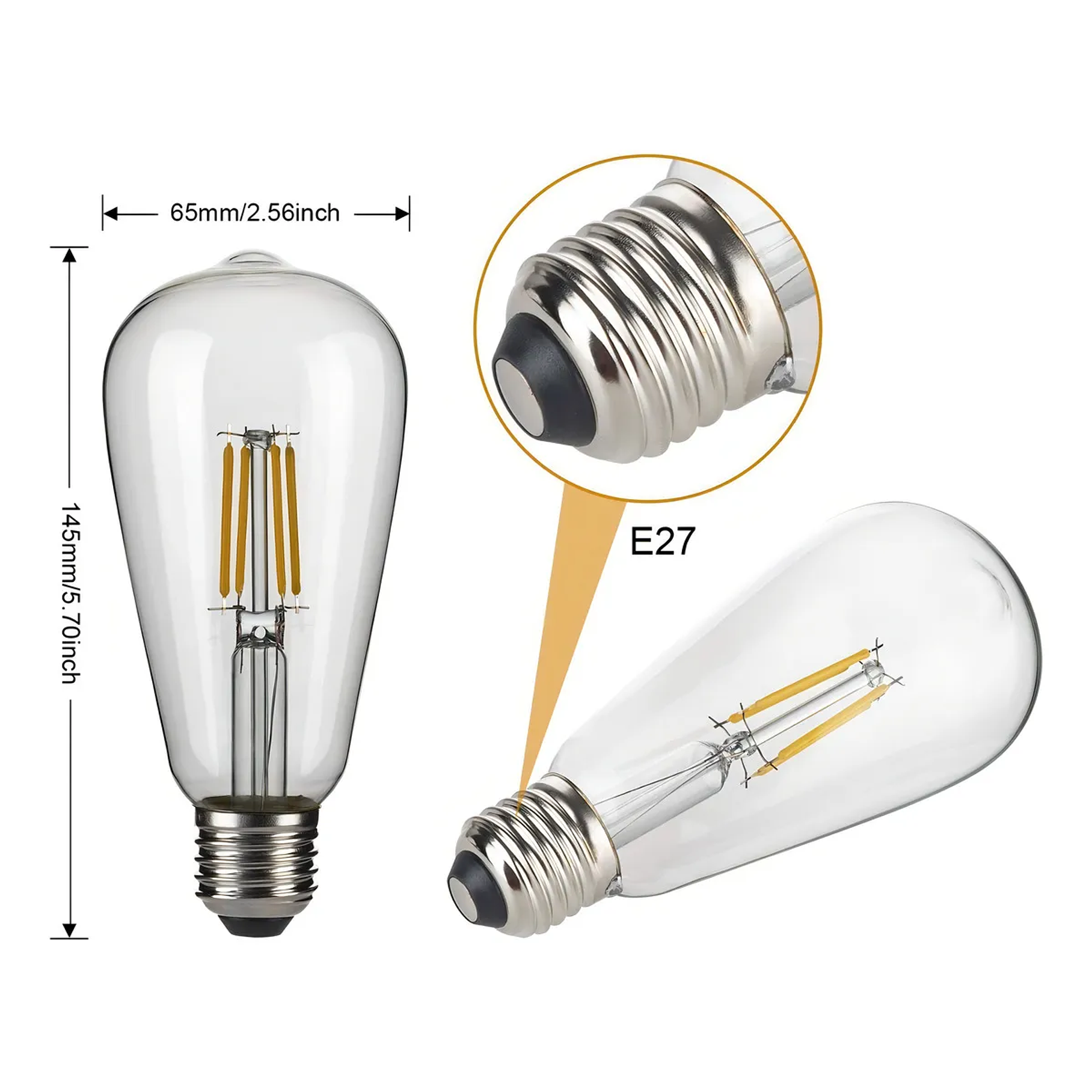 Ampolleta Led Vintage Filamento 4w E27 Luz Fria 6500k Blanco Frío 2