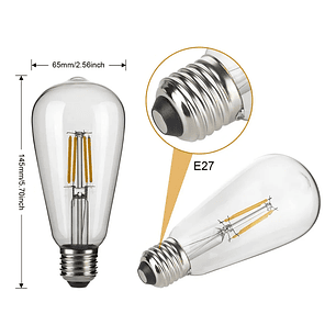 Ampolleta Led Vintage Filamento 4w E27 Luz Fria 6500k Blanco Frío