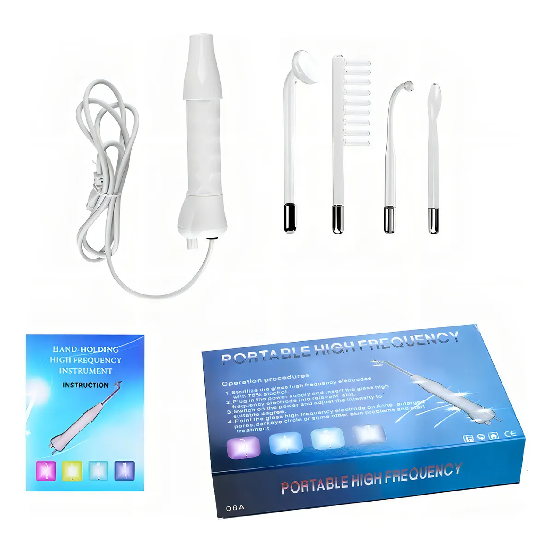 Equipo Portátil de Alta frecuencia Color blanco Acné Cicatrices Belleza Facial 1